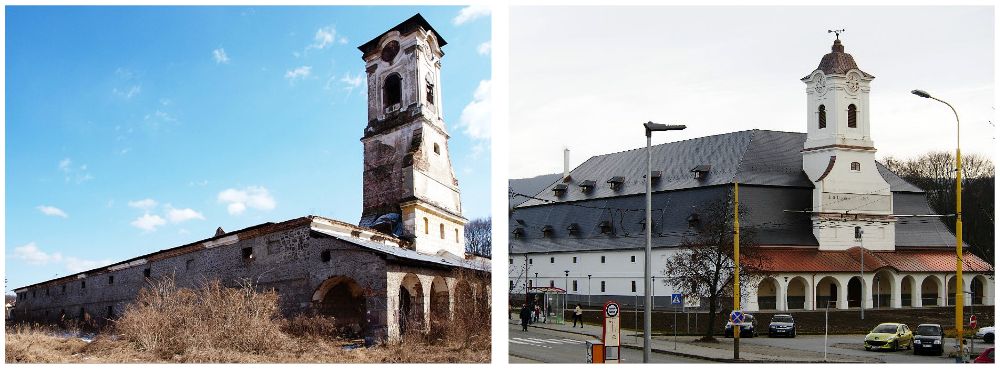Sklad soli NKP Solivar v Prešove pred a po rekonštrukcii. Foto: Archív STM v Košiciach