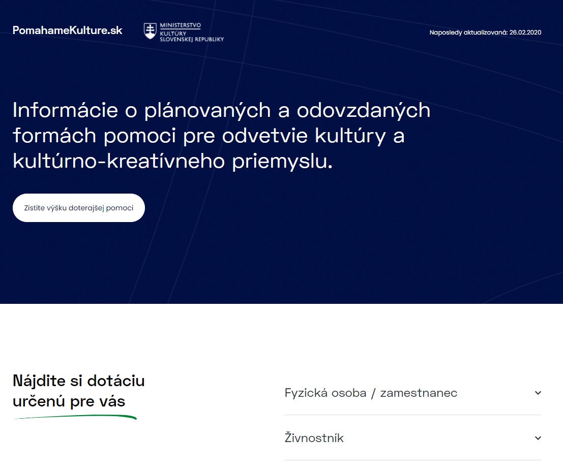 Ministerstvo kultúry spúšťa webovú stránku PomahameKulture.sk