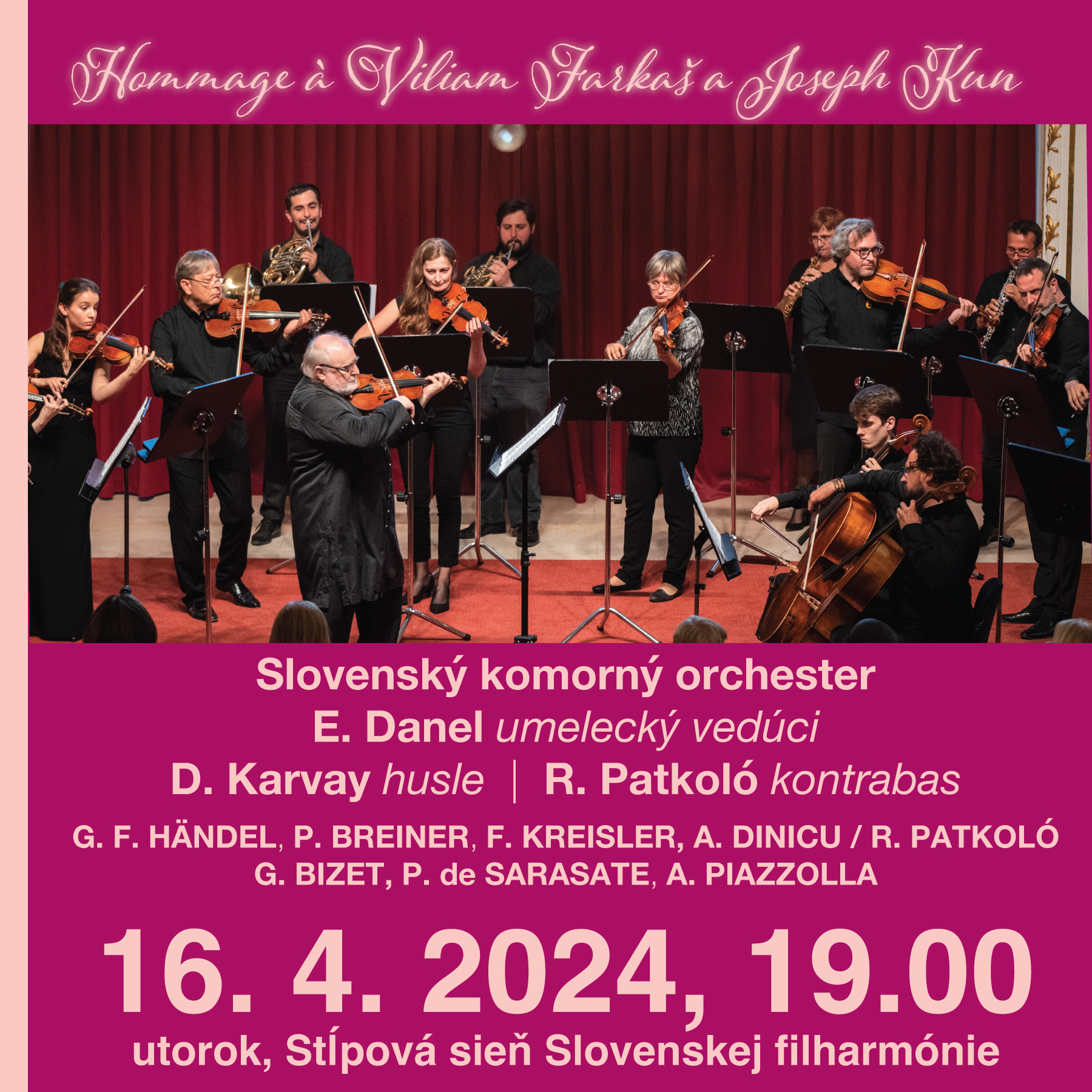 Dvaja virtuózi Dalibor Karvay a Roman Patkoló vystúpia 16. apríla v Slovenskej filharmónii po boku Slovenského komorného orchestra