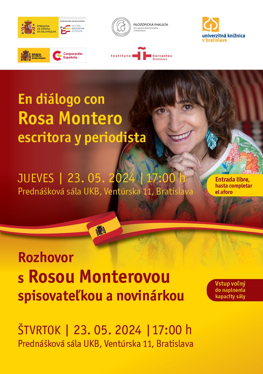 UKB a Veľvyslanectvo Španielska na Slovensku pozývajú na | ROZHOVOR s Rosou Monterovou – spisovateľkou a novinárkou | 23. 5. 2024 o 17:00