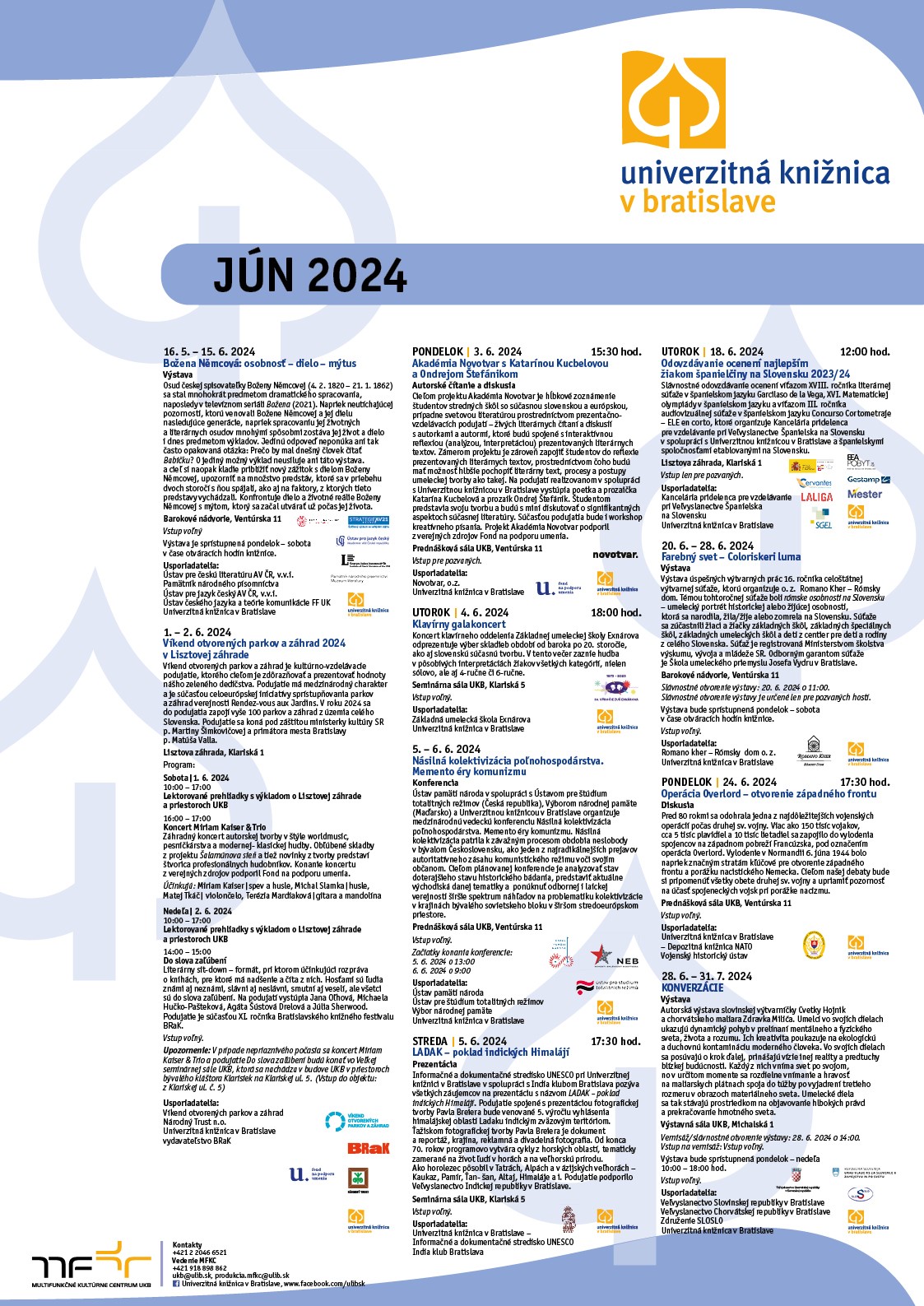 Program podujatí v Univerzitnej knižnici v Bratislave | Jún 2024