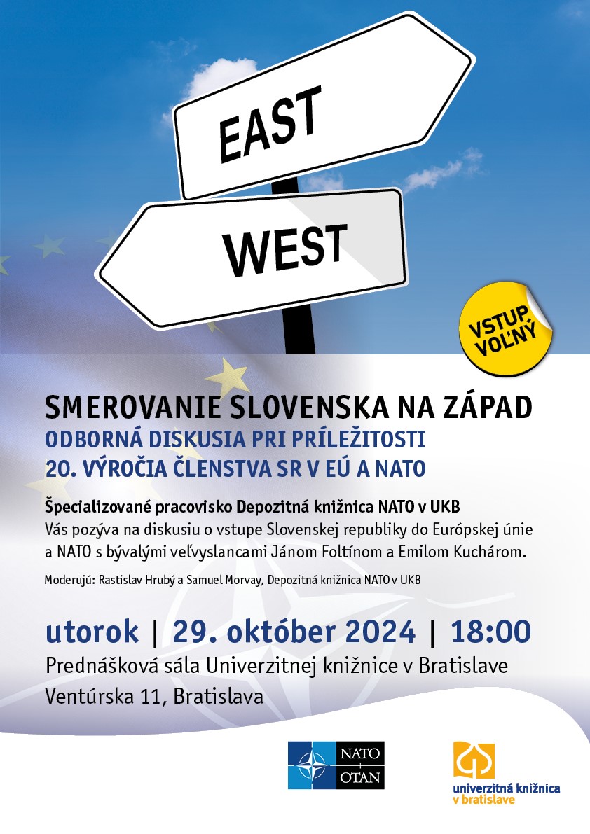 UKB pozýva na podujatie k 20. výročiu členstva Slovenskej republiky v EÚ a NATO | 29. 10. 2024 o 18:00
