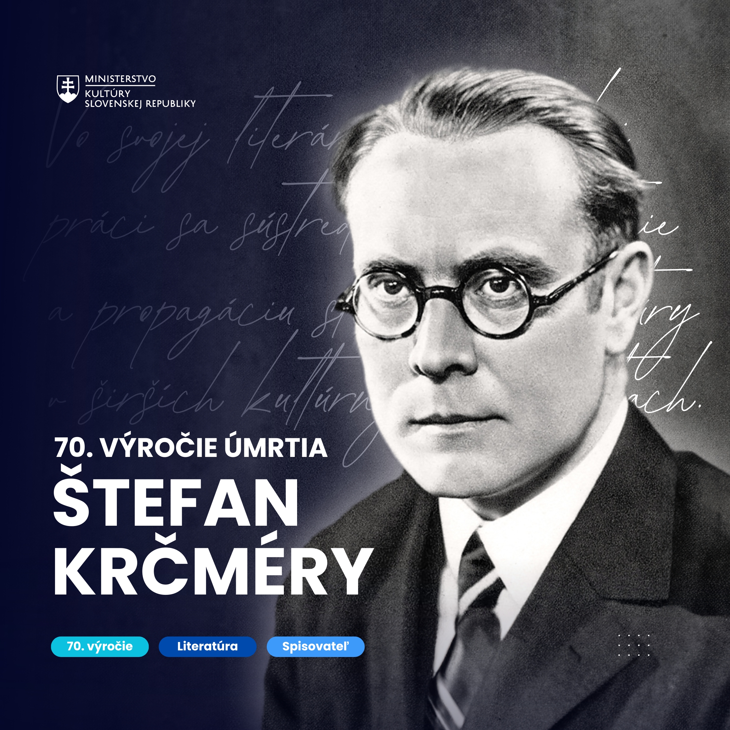 70. výročie úmrtia Štefana Krčméryho – významného spisovateľa a literárneho historika