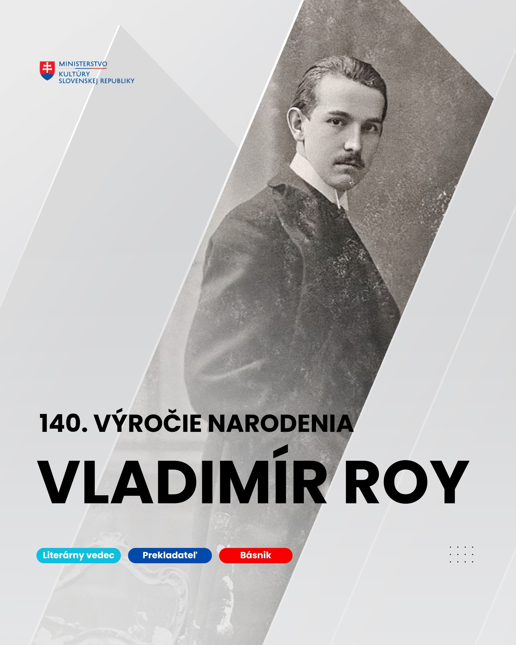 140. výročie narodenia Vladimíra Roya – priekopníka modernej slovenskej literatúry a literárnej vedy