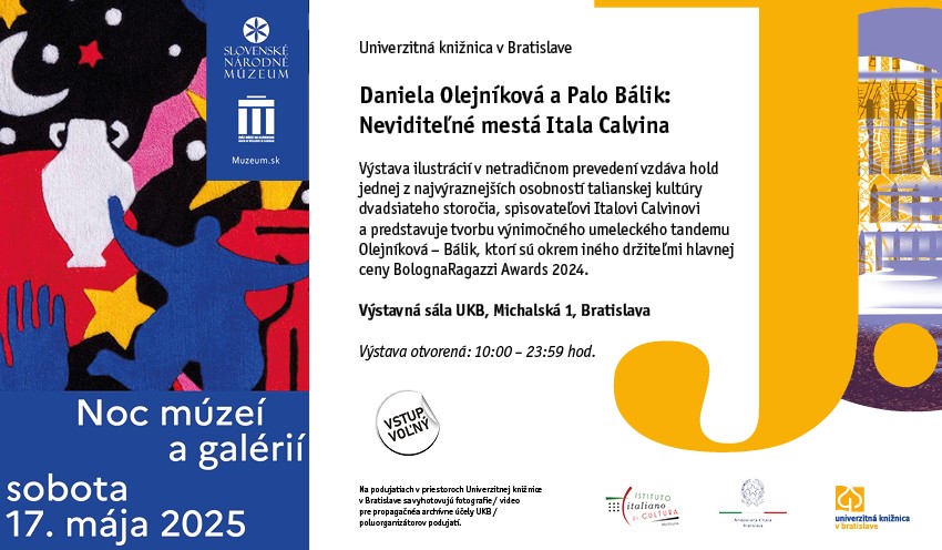 UKB pozýva na výstavu počas Noci múzeí a galérií 2025 | NEVIDITEĽNÉ MESTÁ ITALA CALVINA | 17. máj 2025 | 10:00 – 23:59