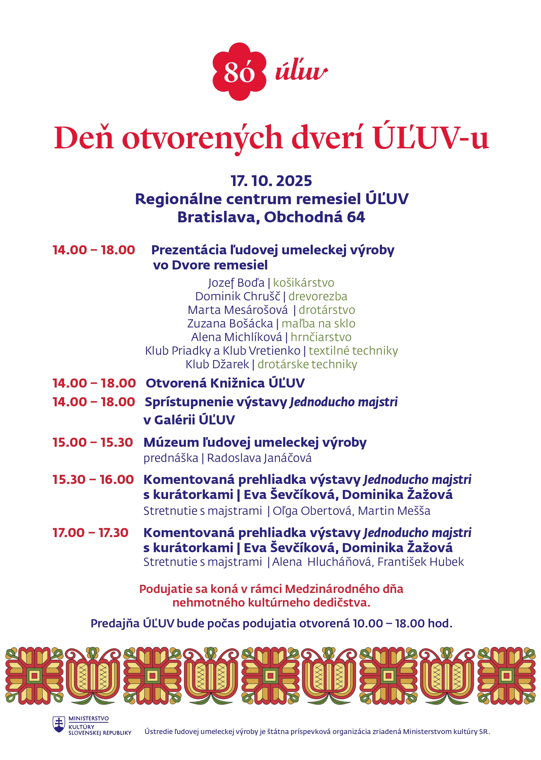 Pozývame Vás na Deň otvorených dverí v ÚĽUV-e