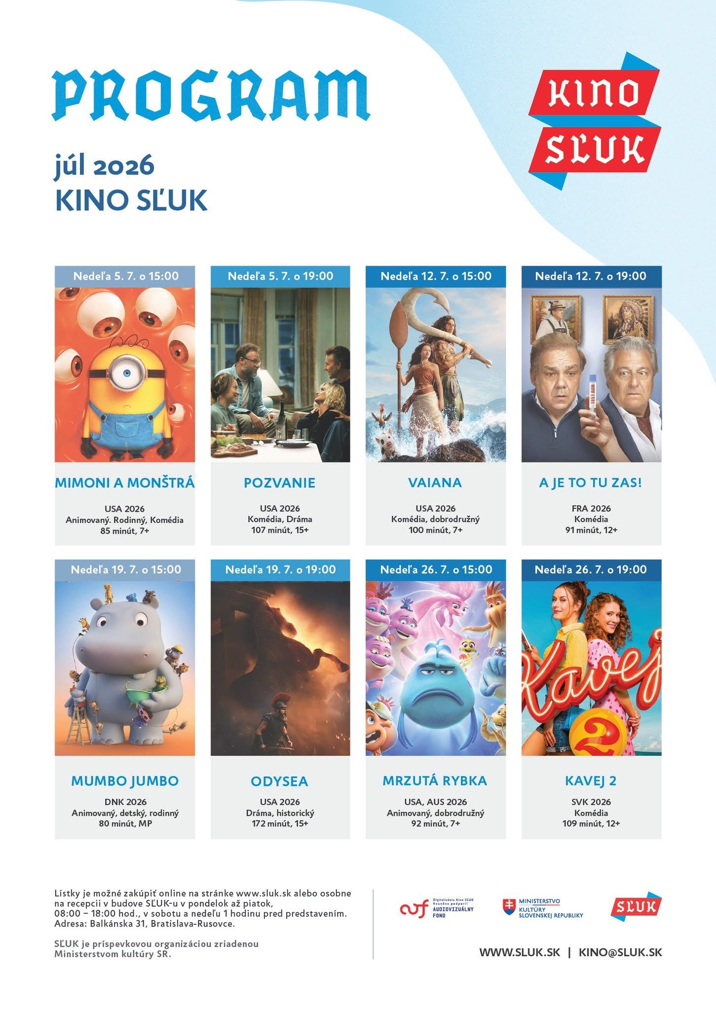 Kino SĽUK – júl 2026