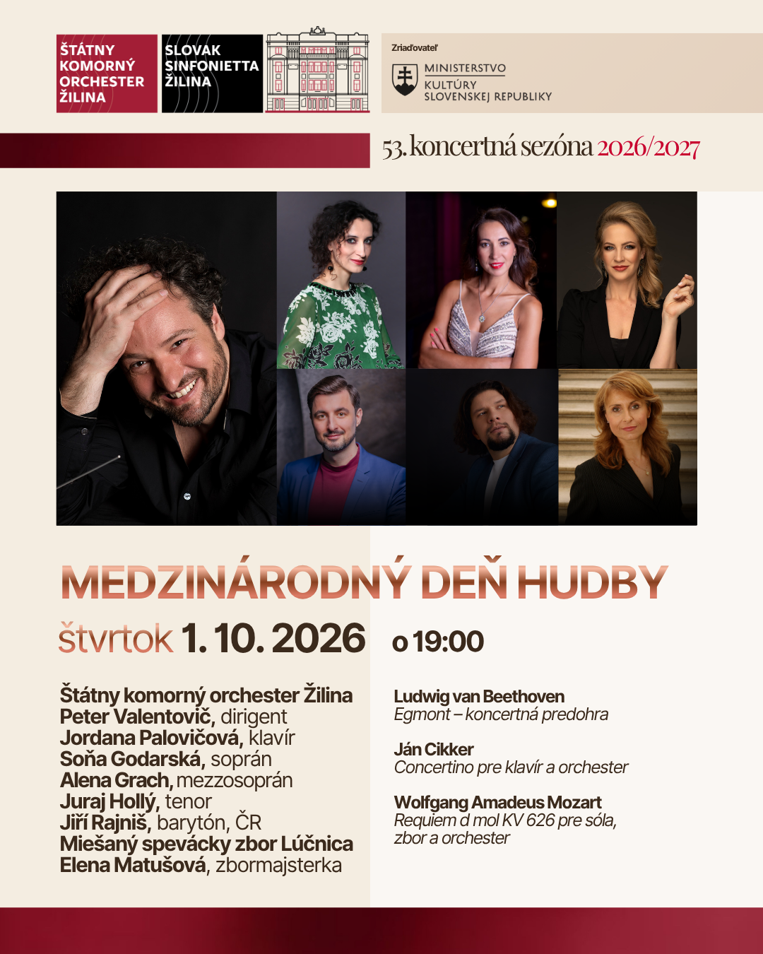 OKTÓBROVÝ PROGRAM ŠTÁTNEHO KOMORNÉHO ORCHESTRA ŽILINA V DOME UMENIA FATRA 