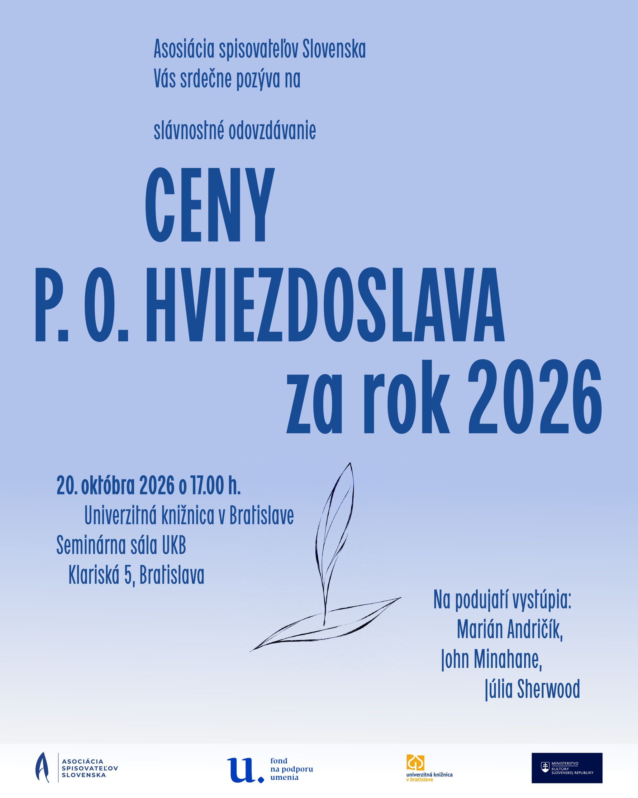 Cena P. O. Hviezdoslava 2026 